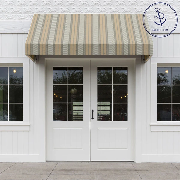 Sunbrella® Awning Stripe 4777-0000 Grey/Beige Chip Fancy 46" Fabric 7 Sunbrella® Awning Stripe 4777-0000 Grey/Beige Chip Fancy 46" Fabric - Image 5