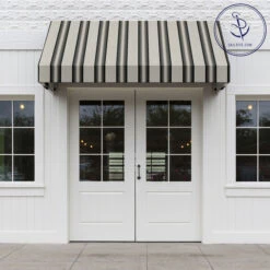 Sunbrella® Awning Stripe 4799-0000 Grey/Black/White 46" Fabric -Cloth Store Sunbrella 4799 0000 Grey Black White Stripe 46 Signature Series Awning Stripe 707