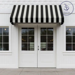 Sunbrella® Awning Stripe 5704-0000 Beaufort Black/White 6 Bar 46" Fabric -Cloth Store Sunbrella 5704 0000 Black White 6 Bar Stripe 46 72