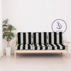 Sunbrella® Awning Stripe 5704-0000 Beaufort Black/White 6 Bar 46" Fabric -Cloth Store Sunbrella 5704 0000 Black White 6 Bar Stripe 46 87