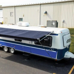 Sunbrella® Awning Stripe 4987-0000 Cooper Navy 46" Fabric -Cloth Store Sunbrella Cooper Navy 46 701